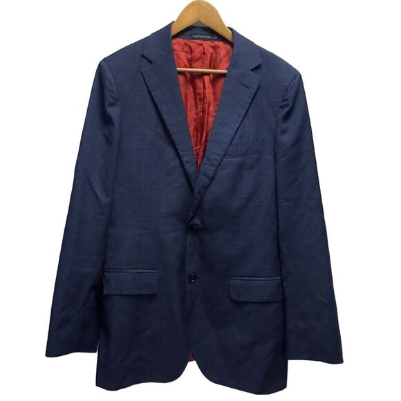 Suitsupply Carlo Barbera Men's Size 42L Manhattan‎ Blazer Jacket Blue Plaid Wool